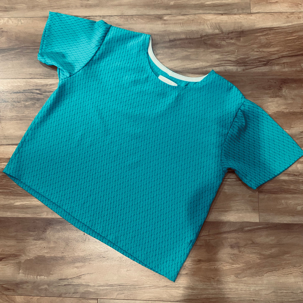 Nova Vintage Fabric Box Top - Teal Self Print