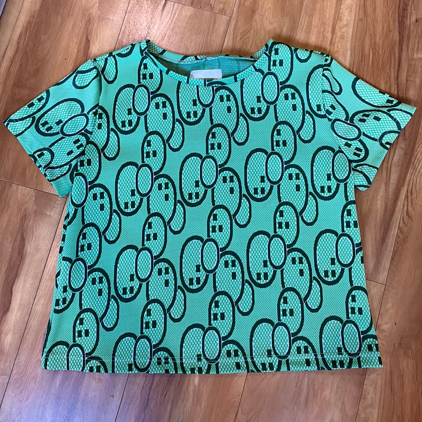 Grace Vintage Fabric T-shirt - Green Bubbles