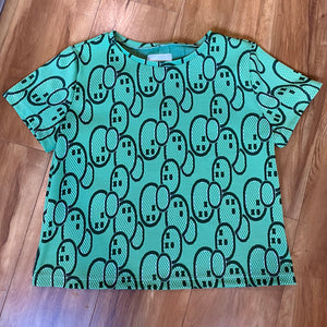 Grace Vintage Fabric T-shirt - Green Bubbles