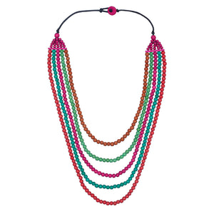 Marrakesh Kirra 5 Strand Wooden Necklace - Multi coloured - Dot and Frankie