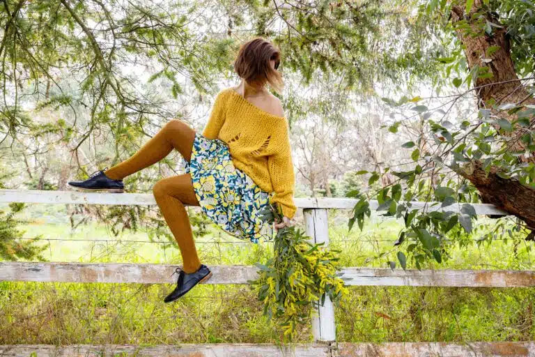 Cotton Tights - Summer Mustard