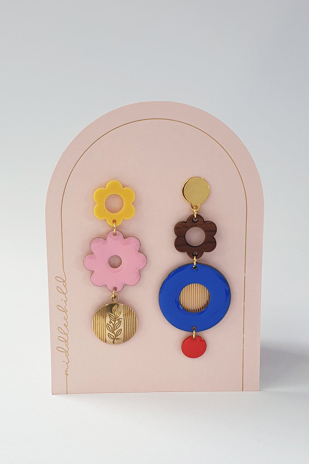 Sottsass Earrings - Yellow and Blue - Dot and Frankie